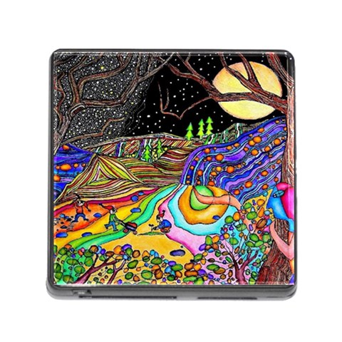 Nature Moon Psychedelic Painting Memory Card Reader (Square 5 Slot) from ArtsNow.com Front