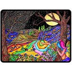 Nature Moon Psychedelic Painting Fleece Blanket (Large)