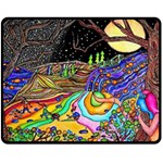 Nature Moon Psychedelic Painting Fleece Blanket (Medium)