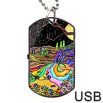 Nature Moon Psychedelic Painting Dog Tag USB Flash (Two Sides)