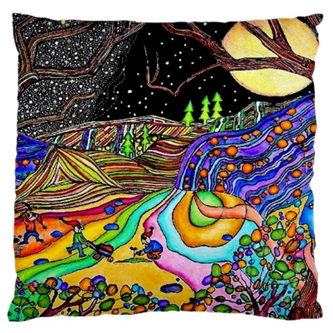 Nature Moon Psychedelic Painting Large Cushion Case (Two Sides) from ArtsNow.com Front