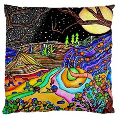 Nature Moon Psychedelic Painting Large Cushion Case (Two Sides) from ArtsNow.com Back