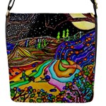 Nature Moon Psychedelic Painting Flap Closure Messenger Bag (S)