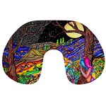 Nature Moon Psychedelic Painting Travel Neck Pillow