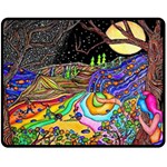 Nature Moon Psychedelic Painting Two Sides Fleece Blanket (Medium)