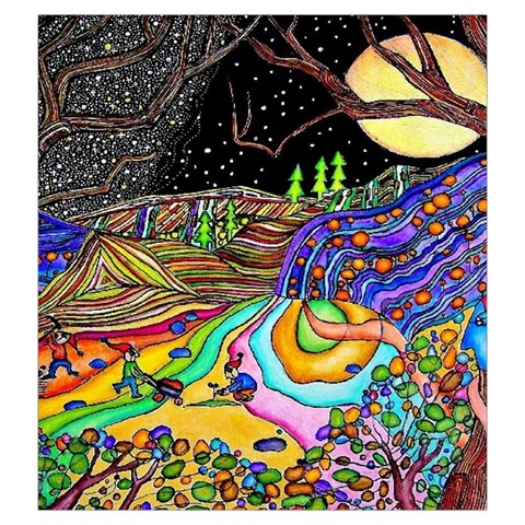 Nature Moon Psychedelic Painting Drawstring Pouch (Large) from ArtsNow.com Front