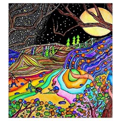 Nature Moon Psychedelic Painting Drawstring Pouch (Large) from ArtsNow.com Front