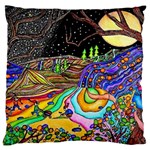 Nature Moon Psychedelic Painting Standard Premium Plush Fleece Cushion Case (One Side)