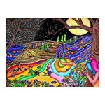 Nature Moon Psychedelic Painting Two Sides Premium Plush Fleece Blanket (Mini)
