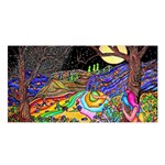 Nature Moon Psychedelic Painting Satin Shawl 45  x 80 