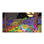 Nature Moon Psychedelic Painting Satin Wrap 35  x 70 