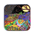Nature Moon Psychedelic Painting Square Metal Box (Black)