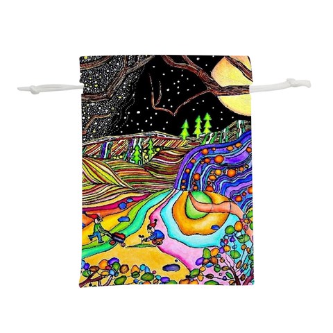 Nature Moon Psychedelic Painting Lightweight Drawstring Pouch (S) from ArtsNow.com Front