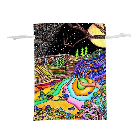 Nature Moon Psychedelic Painting Lightweight Drawstring Pouch (L) from ArtsNow.com Front