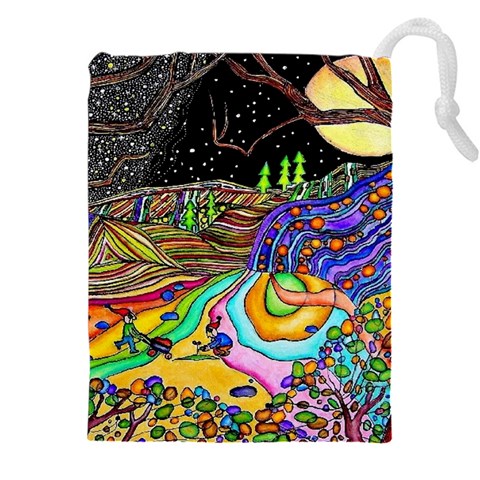 Nature Moon Psychedelic Painting Drawstring Pouch (4XL) from ArtsNow.com Front