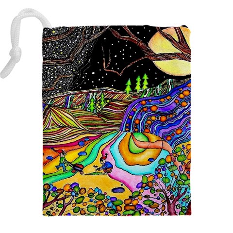 Nature Moon Psychedelic Painting Drawstring Pouch (4XL) from ArtsNow.com Back