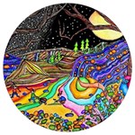 Nature Moon Psychedelic Painting Round Trivet