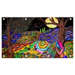 Nature Moon Psychedelic Painting Banner and Sign 7  x 4 