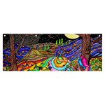 Nature Moon Psychedelic Painting Banner and Sign 8  x 3 