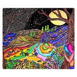 Nature Moon Psychedelic Painting Premium Plush Fleece Blanket (Small)