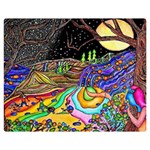Nature Moon Psychedelic Painting Premium Plush Fleece Blanket (Medium)
