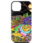 Nature Moon Psychedelic Painting iPhone 14 Black UV Print Case