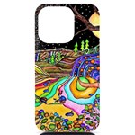 Nature Moon Psychedelic Painting iPhone 14 Pro Black UV Print Case