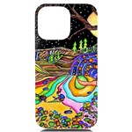Nature Moon Psychedelic Painting iPhone 14 Pro Max Black UV Print Case