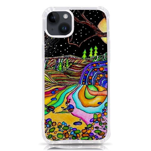 Nature Moon Psychedelic Painting iPhone 14 Plus TPU UV Print Case from ArtsNow.com Front