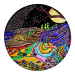 Nature Moon Psychedelic Painting Round Glass Fridge Magnet (4 pack)