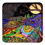 Nature Moon Psychedelic Painting Square Glass Fridge Magnet (4 pack)