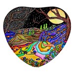 Nature Moon Psychedelic Painting Heart Glass Fridge Magnet (4 pack)