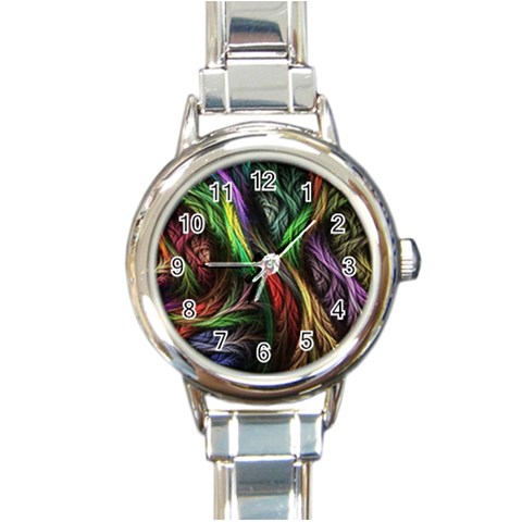 Abstract Psychedelic Round Italian Charm Watch from ArtsNow.com Front