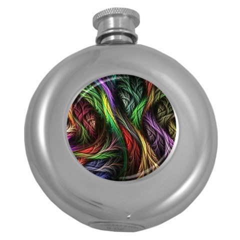 Abstract Psychedelic Round Hip Flask (5 oz) from ArtsNow.com Front