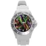 Abstract Psychedelic Round Plastic Sport Watch (L)