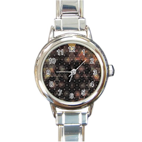 Abstract Psychedelic Geometry Andy Gilmore Sacred Round Italian Charm Watch from ArtsNow.com Front