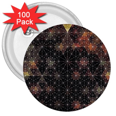 Abstract Psychedelic Geometry Andy Gilmore Sacred 3  Buttons (100 pack)  from ArtsNow.com Front