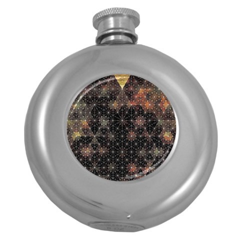 Abstract Psychedelic Geometry Andy Gilmore Sacred Round Hip Flask (5 oz) from ArtsNow.com Front