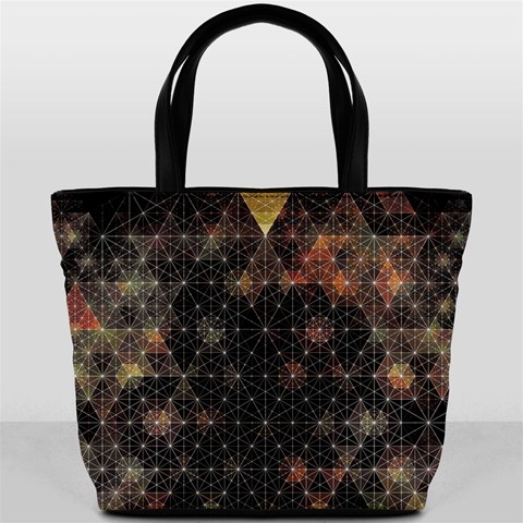 Abstract Psychedelic Geometry Andy Gilmore Sacred Bucket Bag from ArtsNow.com Front