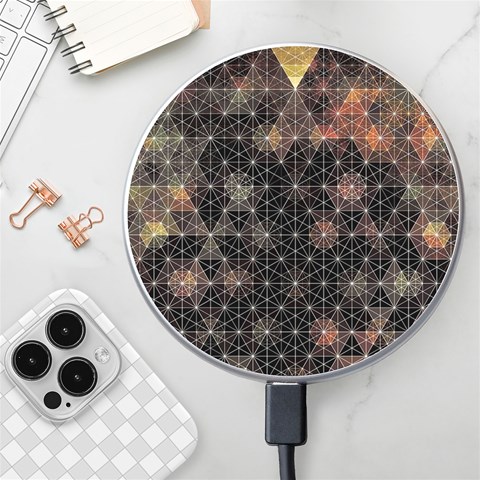Abstract Psychedelic Geometry Andy Gilmore Sacred Wireless Fast Charger(White) from ArtsNow.com Front