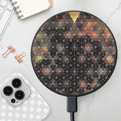 Abstract Psychedelic Geometry Andy Gilmore Sacred Wireless Fast Charger(Black) from ArtsNow.com Front