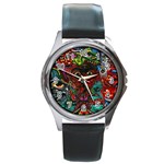 Somewhere Near Oblivion Nightmares Acid Colors Psychedelic Round Metal Watch