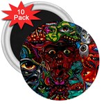 Somewhere Near Oblivion Nightmares Acid Colors Psychedelic 3  Magnets (10 pack) 