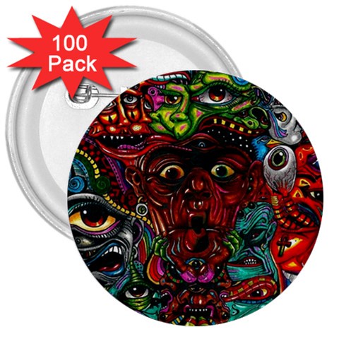 Somewhere Near Oblivion Nightmares Acid Colors Psychedelic 3  Buttons (100 pack)  from ArtsNow.com Front