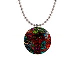 Somewhere Near Oblivion Nightmares Acid Colors Psychedelic 1  Button Necklace