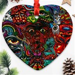 Somewhere Near Oblivion Nightmares Acid Colors Psychedelic Heart Ornament (Two Sides)
