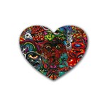 Somewhere Near Oblivion Nightmares Acid Colors Psychedelic Rubber Heart Coaster (4 pack)