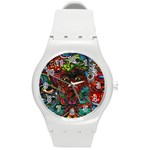 Somewhere Near Oblivion Nightmares Acid Colors Psychedelic Round Plastic Sport Watch (M)