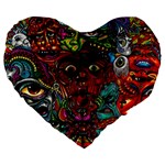 Somewhere Near Oblivion Nightmares Acid Colors Psychedelic Large 19  Premium Heart Shape Cushions