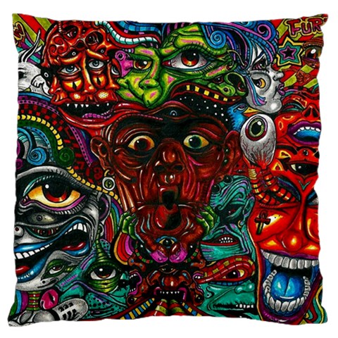 Somewhere Near Oblivion Nightmares Acid Colors Psychedelic Large Premium Plush Fleece Cushion Case (Two Sides) from ArtsNow.com Front